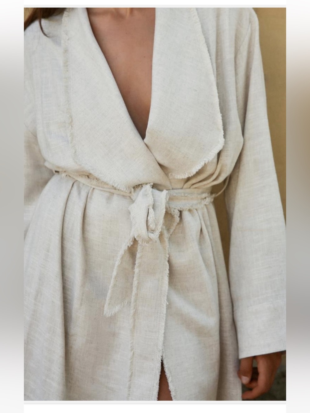 Zara Frayed Rustic Linen Blend Trench Coat, M-L, NWT, Limited Edition